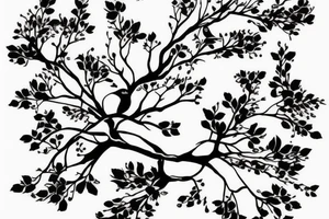 Bird perched cherry tree tattoo idea