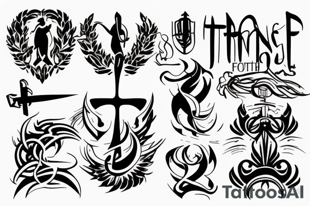 The combination of strength power faith alone tattoo idea