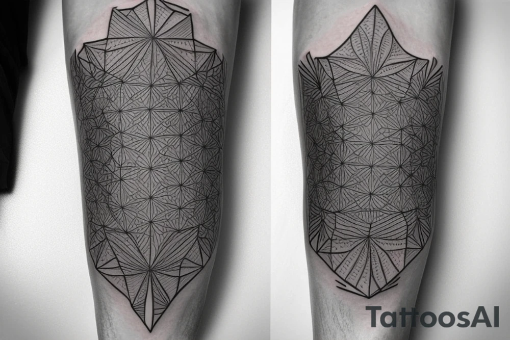 geometric detailed smooth shading thigh tattoo tattoo idea