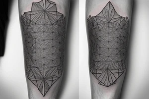 geometric detailed smooth shading thigh tattoo tattoo idea