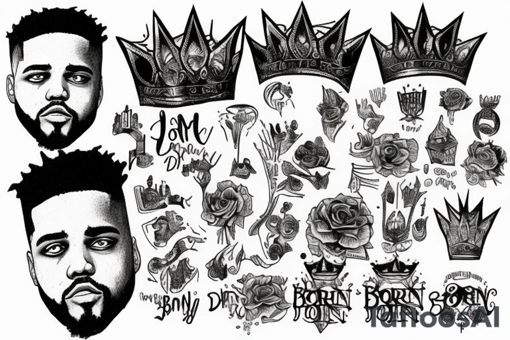 jcole born sinner crown tattoo idea