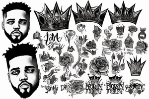 jcole born sinner crown tattoo idea