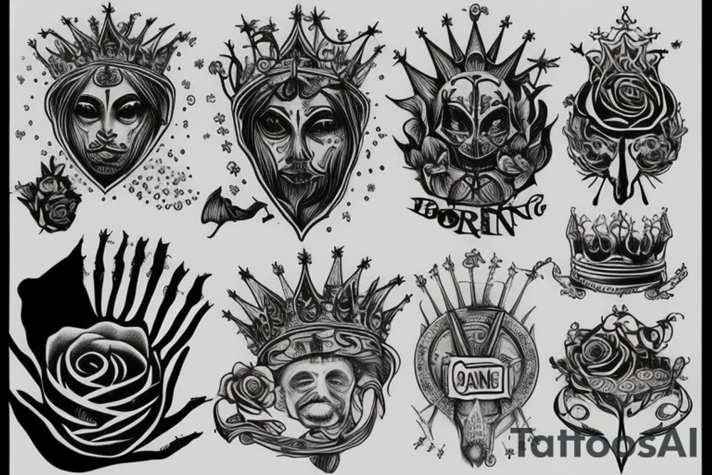 born sinner crown tattoo idea