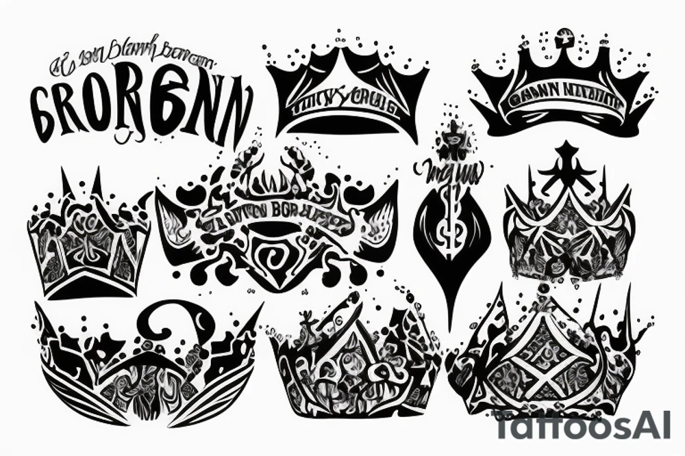 born sinner crown tattoo idea