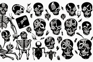 Skeleton taking a picture of another skeleton tattoo idea