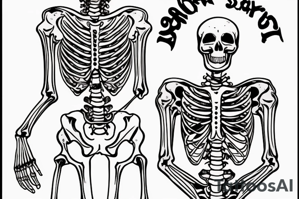Skeleton taking a picture of another skeleton tattoo idea