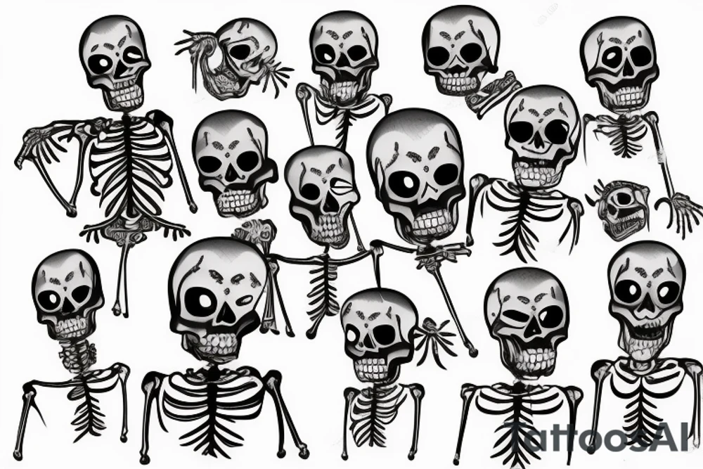 Skeleton taking a picture of another skeleton tattoo idea