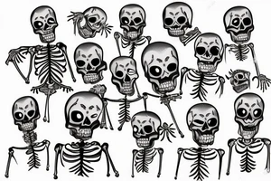 Skeleton taking a picture of another skeleton tattoo idea