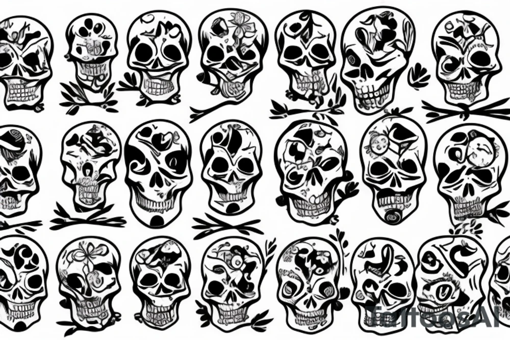 Skeleton taking a picture of another skeleton tattoo idea