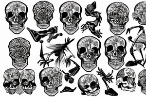 Skeleton sitting down tattoo idea