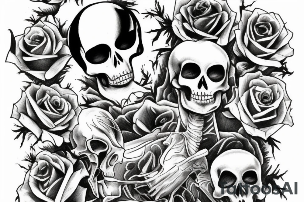 Skeleton sitting down tattoo idea