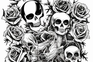 Skeleton sitting down tattoo idea