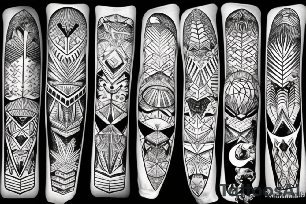Inside the first diamond is a sunny tropical beach scenery. Inside the second diamond is a desert scenery with cactus. Inside the third diamond is a mountain scenery with the moon. tattoo idea