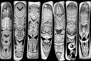 Inside the first diamond is a sunny tropical beach scenery. Inside the second diamond is a desert scenery with cactus. Inside the third diamond is a mountain scenery with the moon. tattoo idea