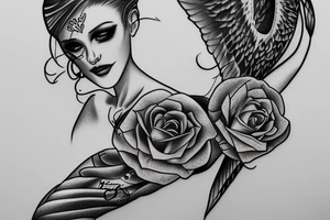 Anubih holding scale with bleeding heart tattoo idea