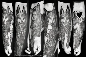 Anubis holding scale with bleeding heart tattoo idea
