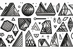 a beach, the dessert, and the mountains, inside a geometric shape tattoo idea