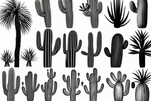 A travel tattoo with a palm tree, a cactus, and pine tree tattoo idea