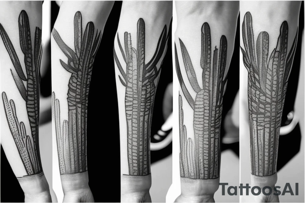 A travel tattoo with a palm tree, a cactus, and pine tree tattoo idea