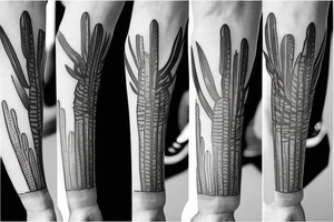 A travel tattoo with a palm tree, a cactus, and pine tree tattoo idea