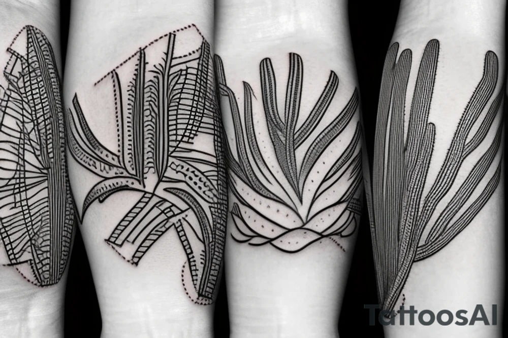 A travel tattoo with a palm tree, a cactus, and pine tree tattoo idea