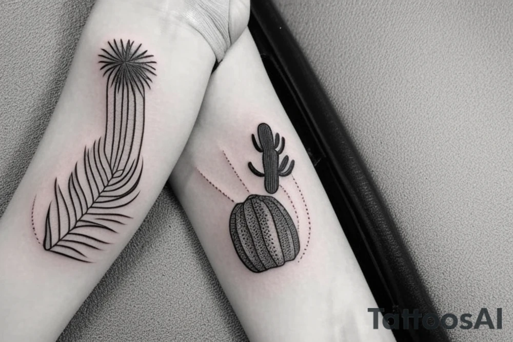 A travel tattoo with a palm tree, a cactus, and pine tree tattoo idea