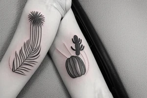 A travel tattoo with a palm tree, a cactus, and pine tree tattoo idea