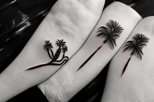 A travel tattoo with a palm tree, a cactus, and pine tree tattoo idea