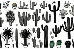 A travel tattoo with a palm tree, a cactus, and pine tree tattoo idea