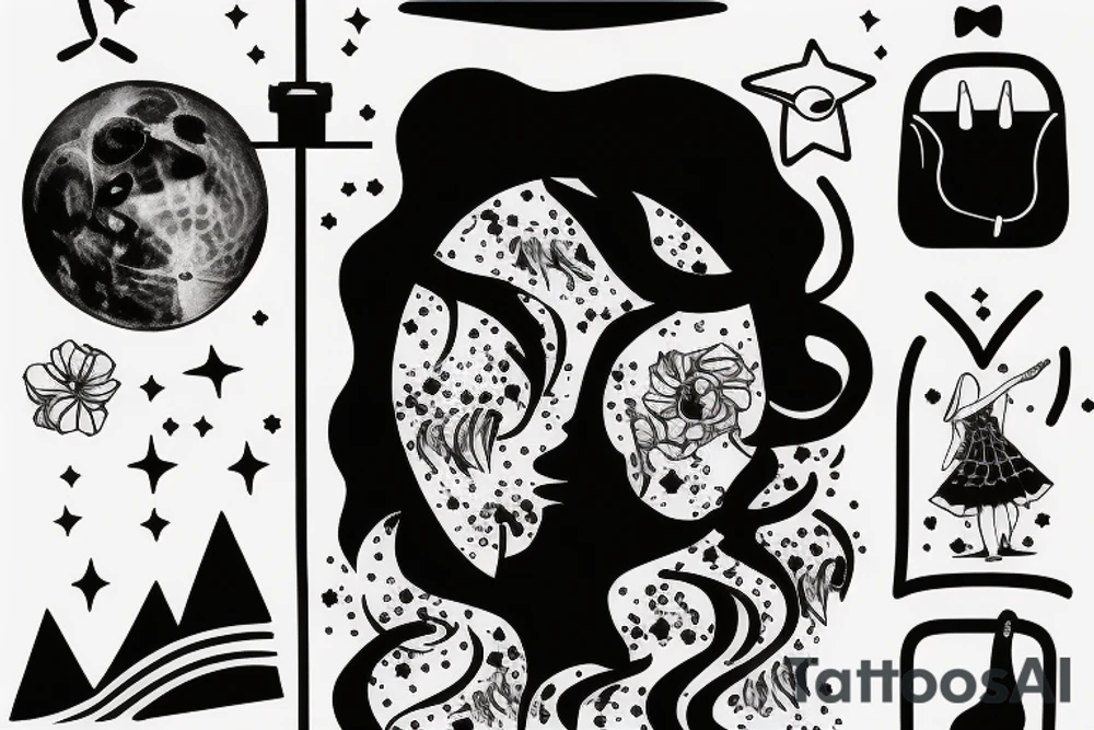 girl standing on the moon carrying her luggage tattoo idea