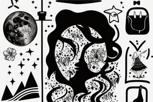 girl standing on the moon carrying her luggage tattoo idea