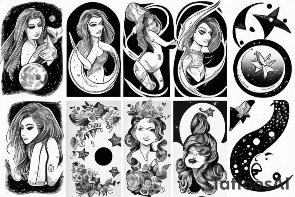 girl standing on the moon carrying her luggage tattoo idea