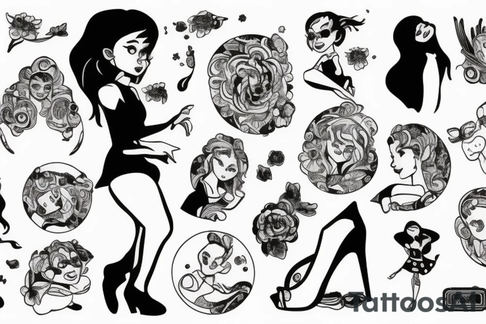 girl standing on the moon carrying her luggage tattoo idea