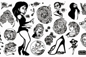 girl standing on the moon carrying her luggage tattoo idea