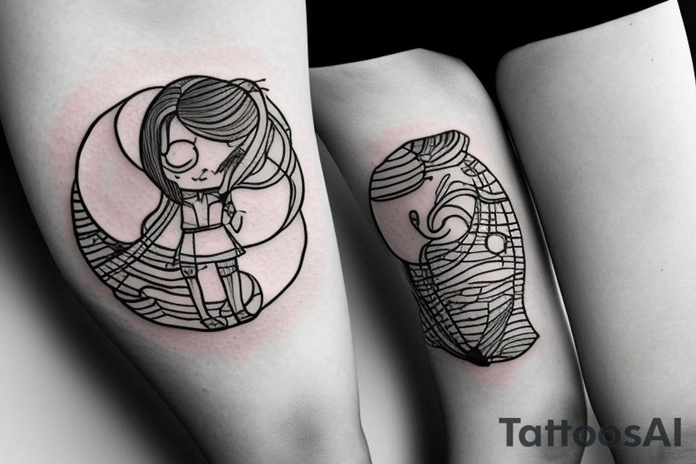 girl standing on the moon carrying her luggage tattoo idea
