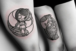 girl standing on the moon carrying her luggage tattoo idea