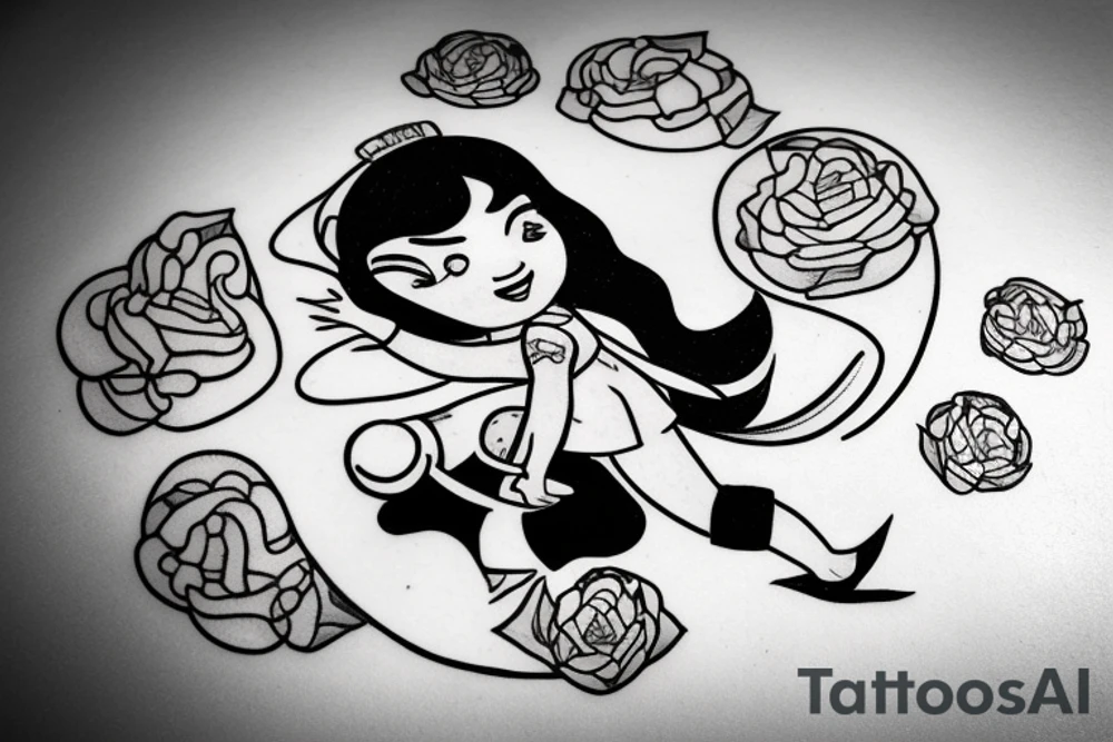 girl walking on the moon carrying her luggage tattoo idea