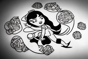 girl walking on the moon carrying her luggage tattoo idea