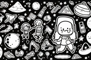 girl walking on the moon carrying her luggage tattoo idea