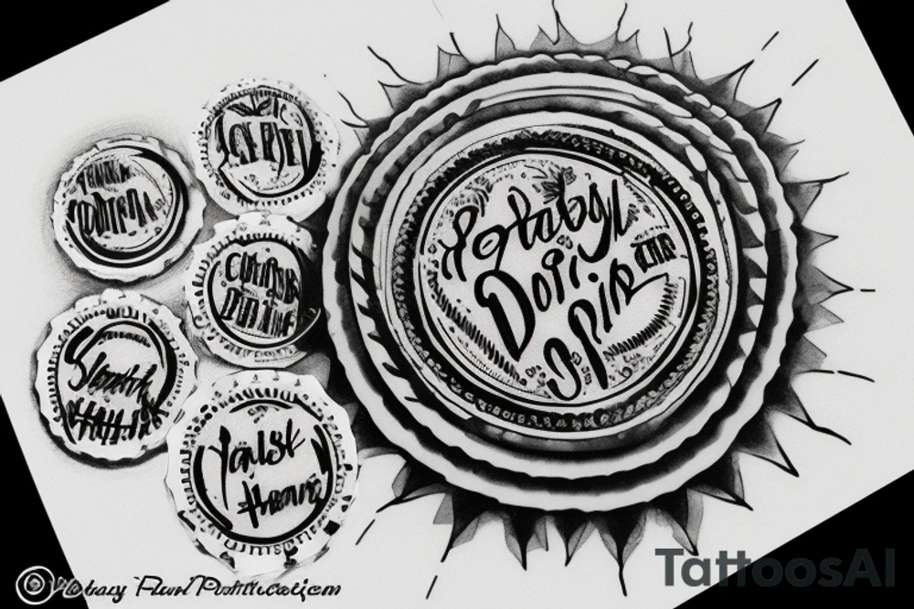 Bottle cap with writing inside tattoo idea