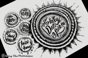 Bottle cap with writing inside tattoo idea