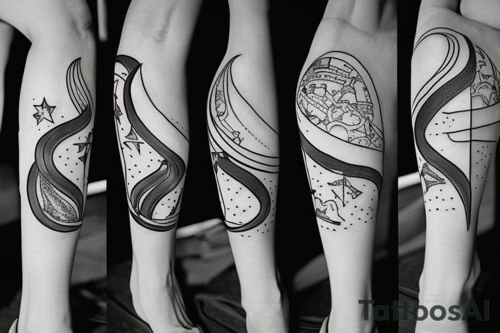 Woman walking on the moon with luggage tattoo idea