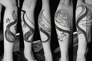 Woman walking on the moon with luggage tattoo idea