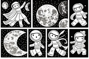 Woman with luggage walking on top of the moon tattoo idea