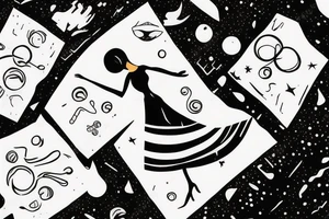 Woman with luggage, walking on top of a large moon tattoo idea