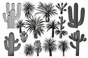 Pine tree, palm tree, cactus. Vacation. tattoo idea