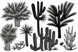 Pine tree, palm tree, cactus. Vacation. tattoo idea