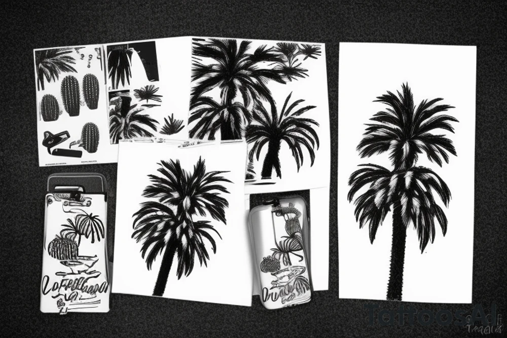 Pine tree, palm tree, cactus. Vacation. tattoo idea