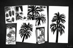 Pine tree, palm tree, cactus. Vacation. tattoo idea