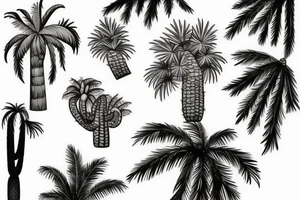 Pine tree, palm tree, cactus in a diamond. Vacation. tattoo idea